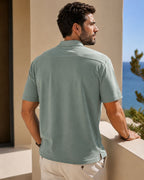 Camiseta Gola Henley Manga Curta Com Botões E Logo