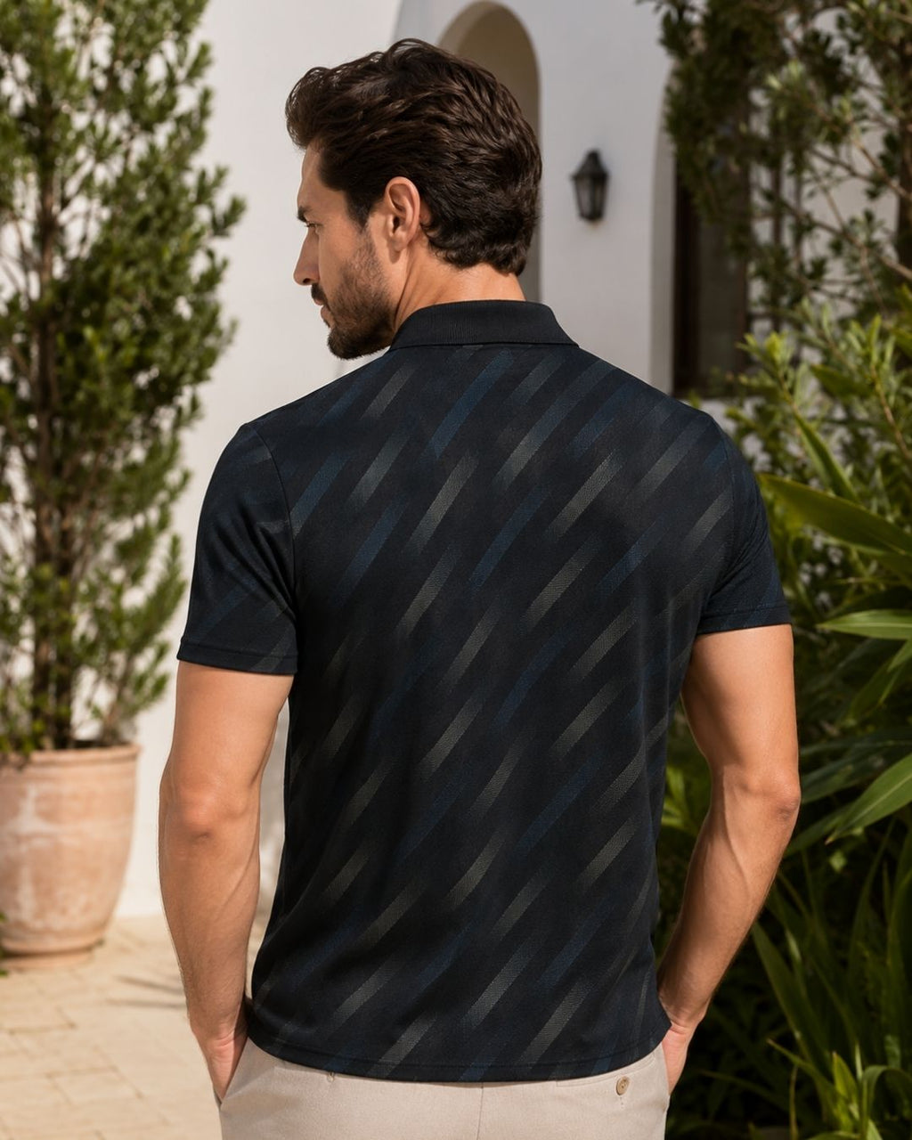 Camisa Polo Manga Curta Texturizada Com Botões