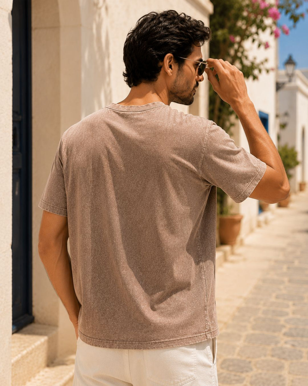 Camiseta Oversized Gola Careca Estilo Marmorizado
