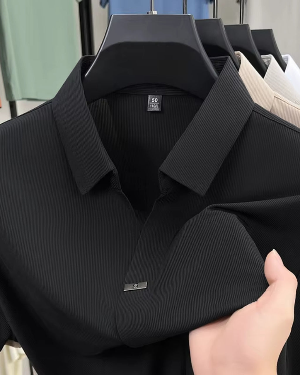 Camisa Polo Manga Curta Canelada Gola Aberta
