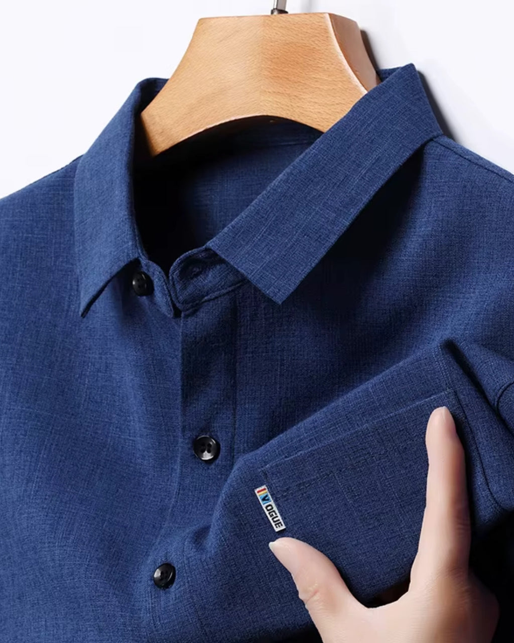 Camisa Manga Curta Textura Linho Com Bolso Frontal