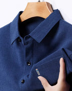 Camisa Manga Curta Textura Linho Com Bolso Frontal